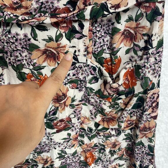 MNG Casual Floral Wrap Dress S Short Sleeve Tie Waist Boho Cottagecore Size 4 - Picture 5 of 15